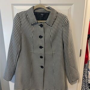 Premise Black and White Houndstooth Pea Coat